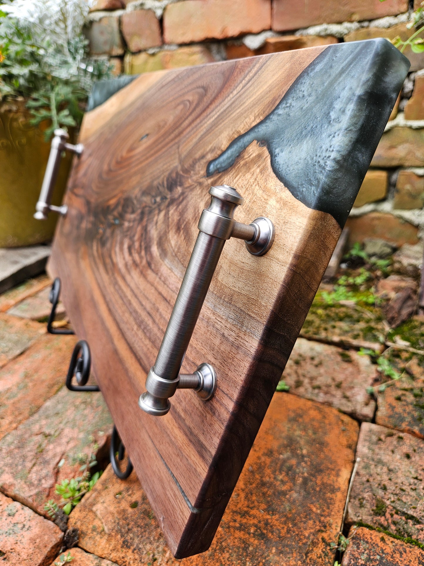 Walnut and epoxy serving tray
